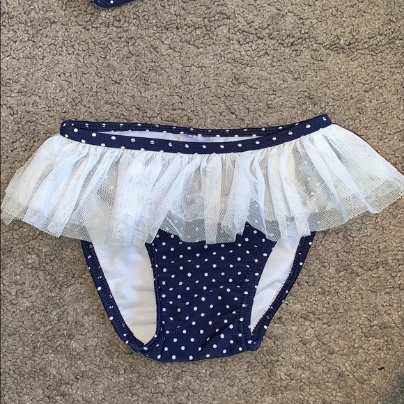 Girls Two Piece Navy/White Polka Dot SwimSuit - Picture 4 of 5